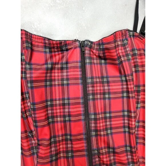 Torrid Red Plaid Corset Zip Bustier Top Plus Size 4X Christmas Holiday - Picture 3 of 6